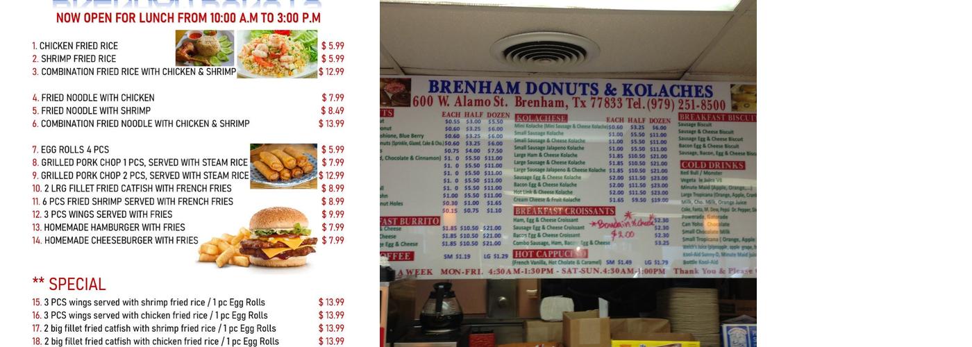 Brenham Donuts Menu