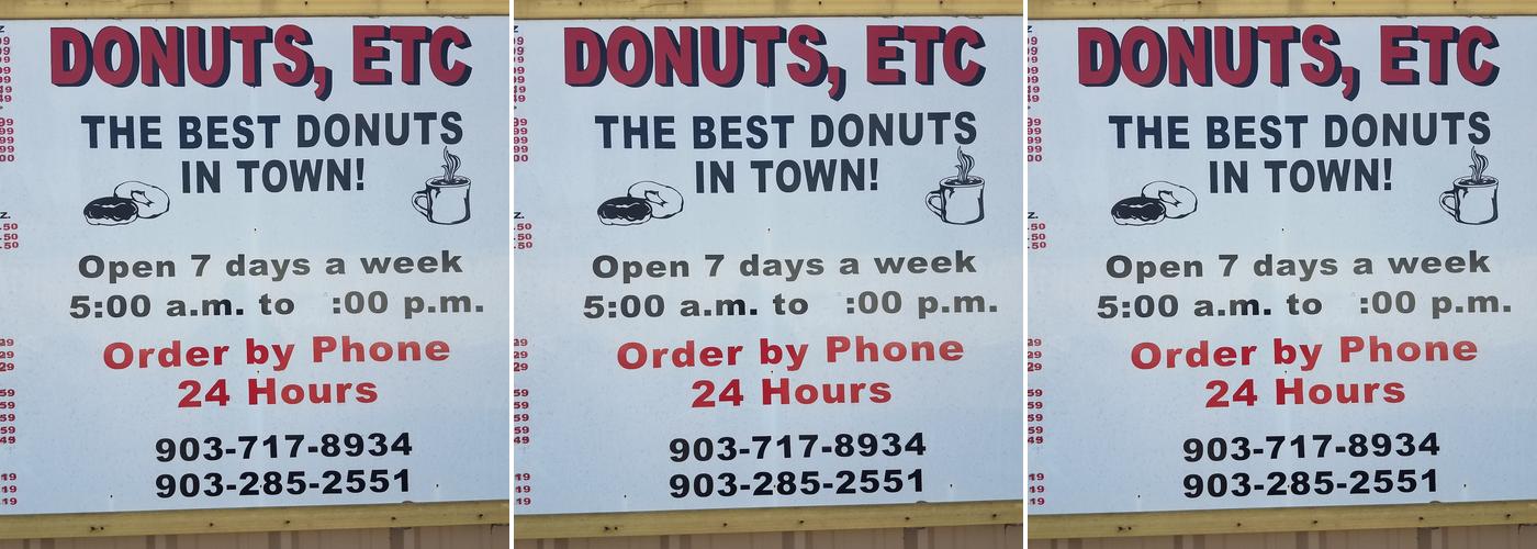 Donuts Etc Menu