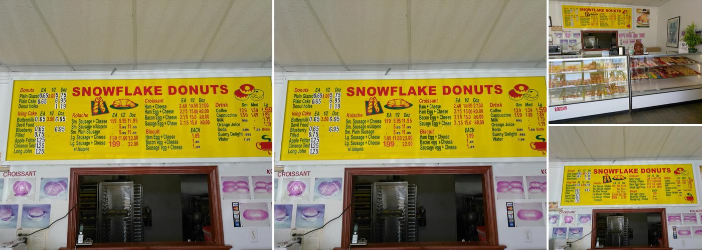 Snowflake Donuts Menu