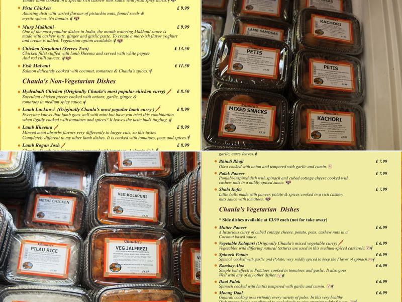 Chaula's Indian Restaurant Lewes Menu