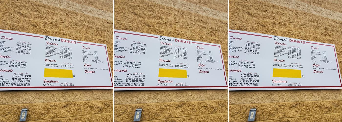 Denna's Donuts Menu