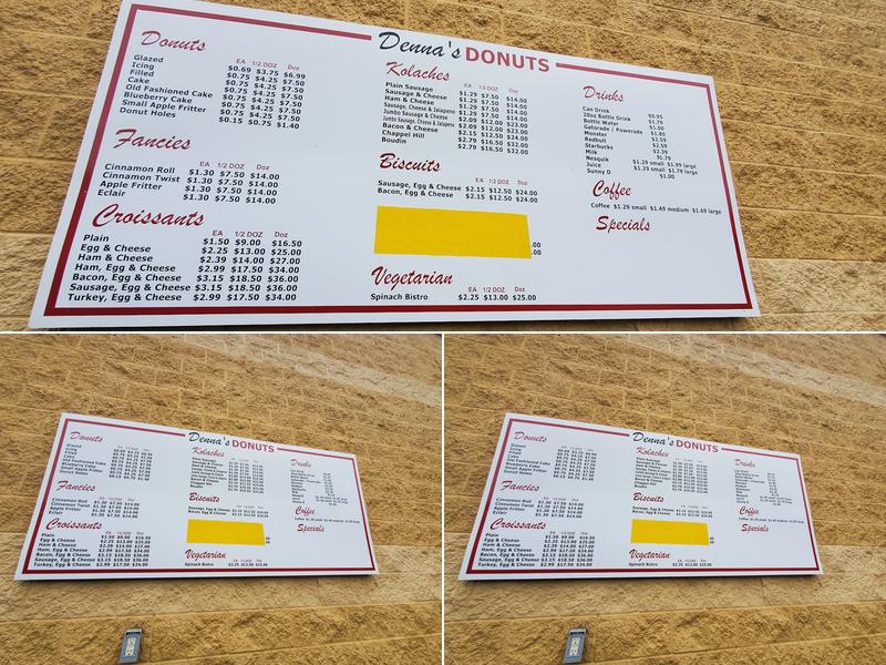 Denna's Donuts Menu
