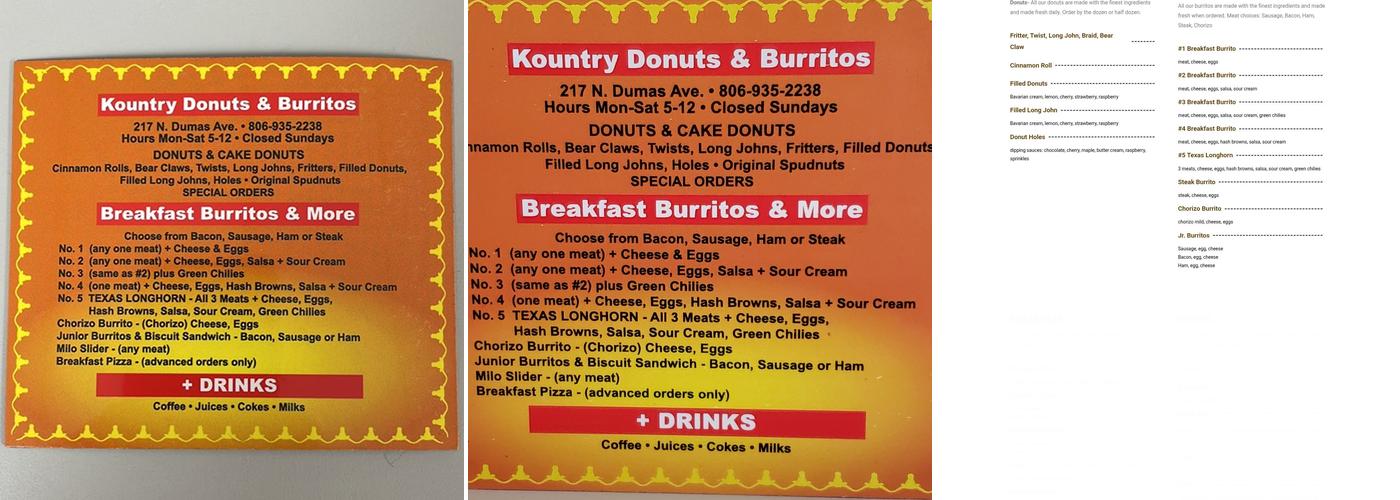Kountry Donuts & Burritos Menu