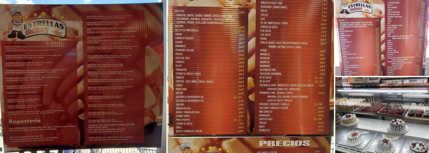 Estrellas Bakery Menu