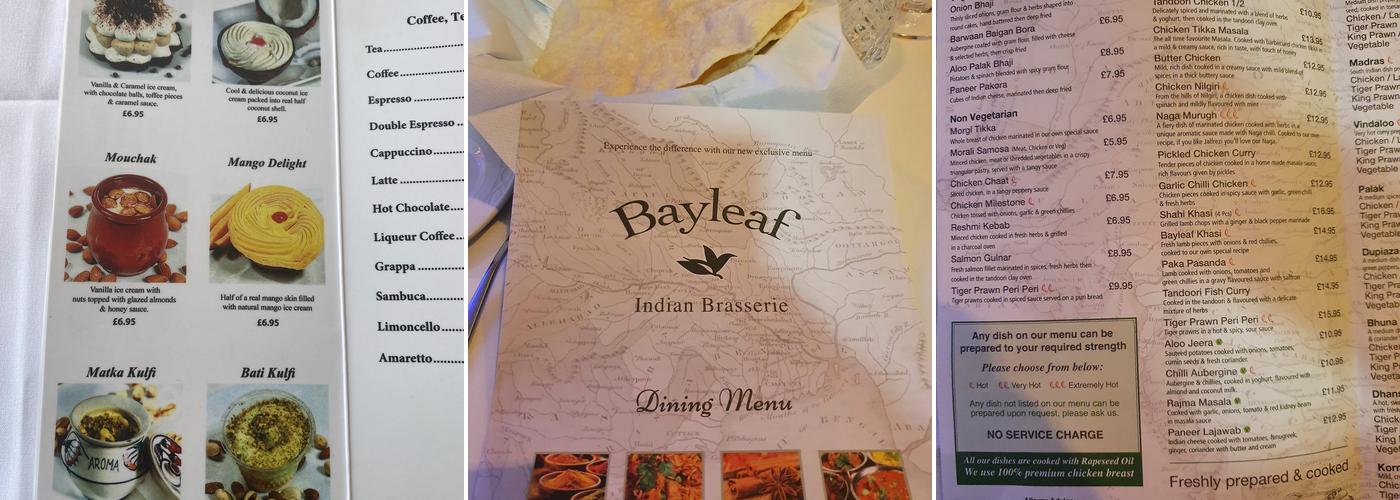 Bayleaf - Indian Restaurant & Takeaway Menu