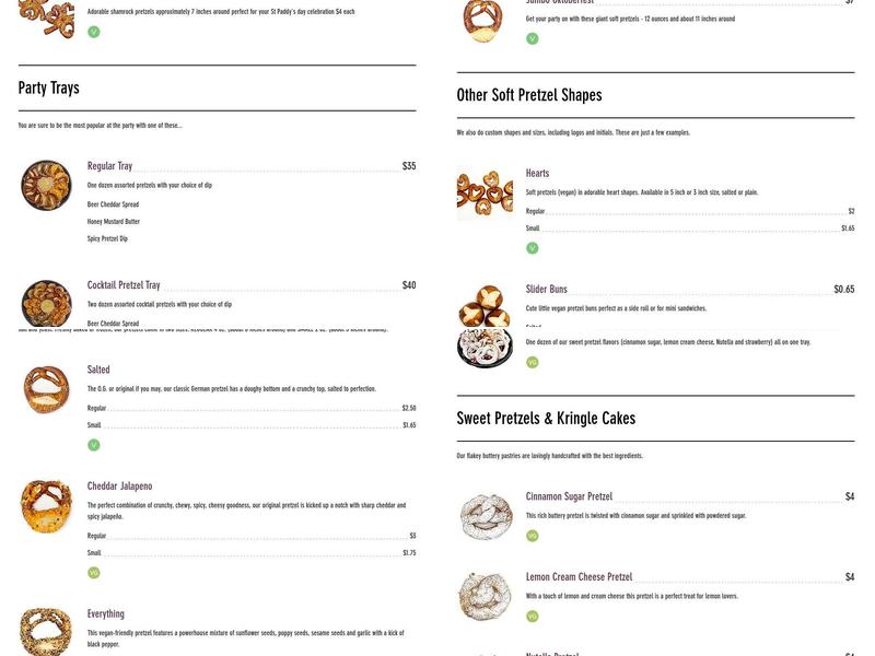 Fat Belly Pretzels Menu