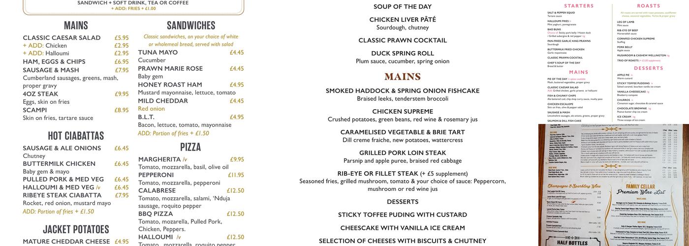 The Royal Oak Menu