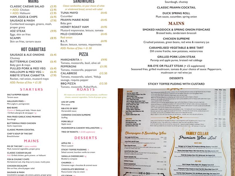 The Royal Oak Menu