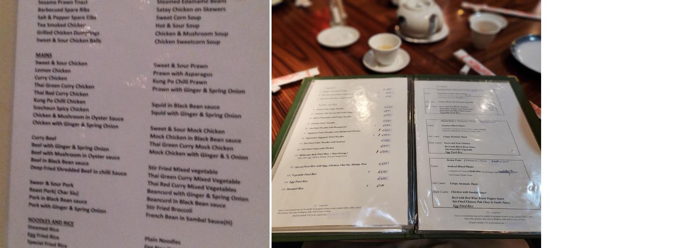 Aroma Kitchen Menu