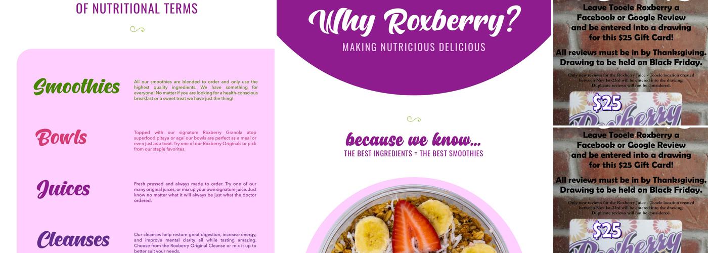 Roxberry Juice Co. Menu