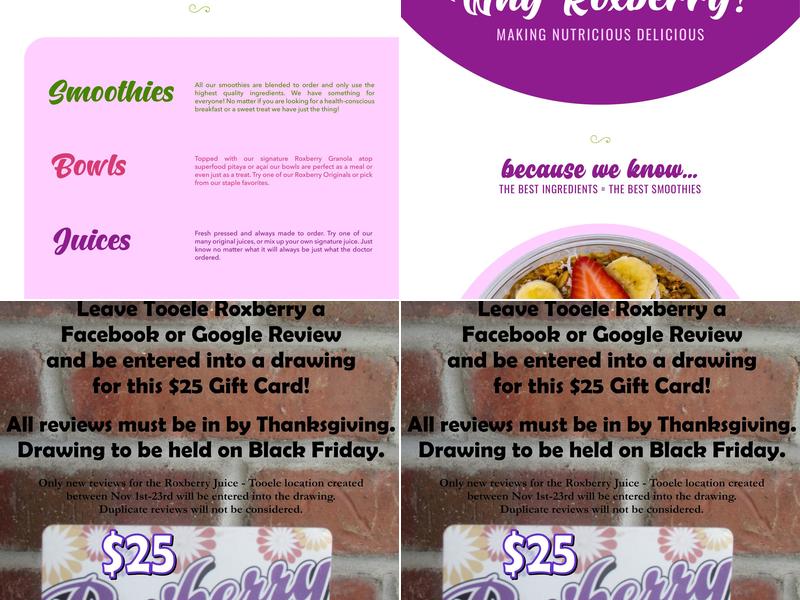 Roxberry Juice Co. Menu