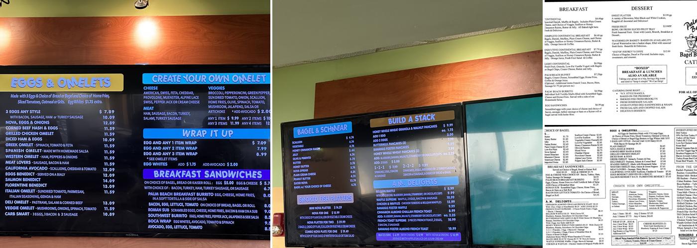 Palm Beach Bagel Menu
