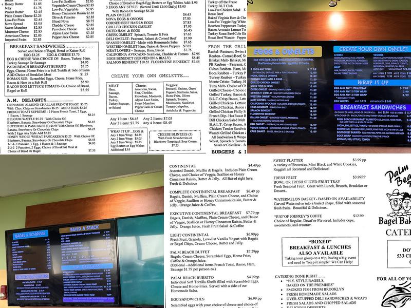 Palm Beach Bagel Menu