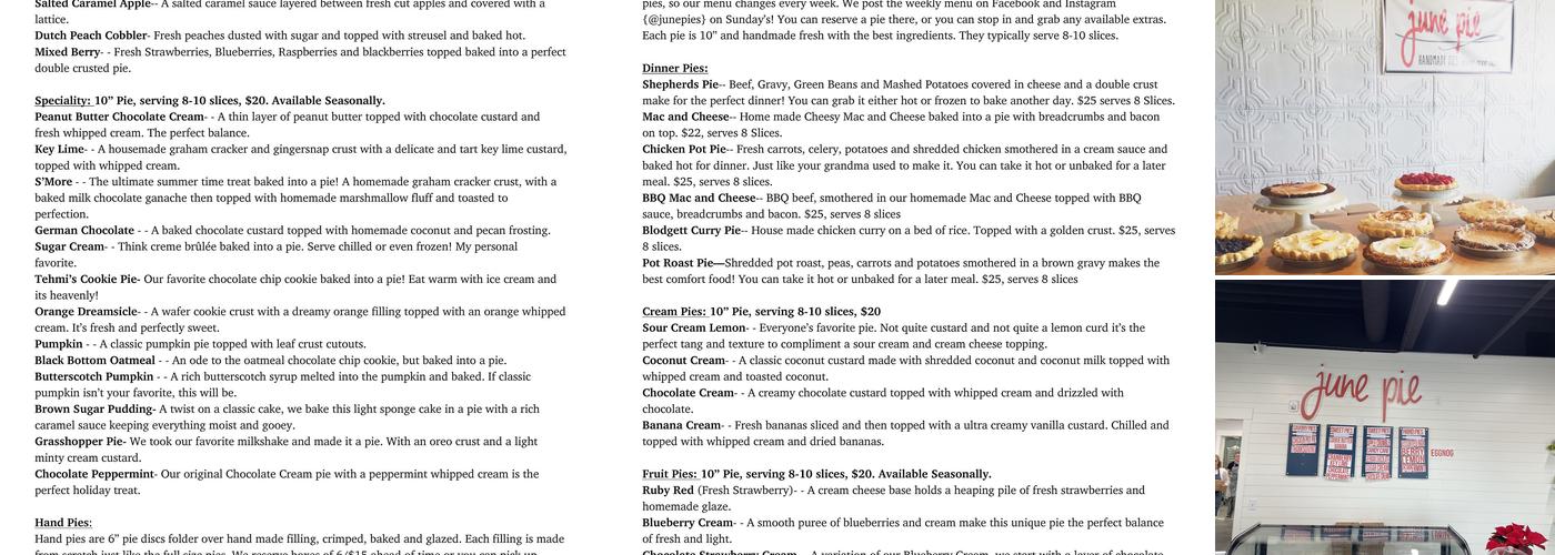 June Pie Menu