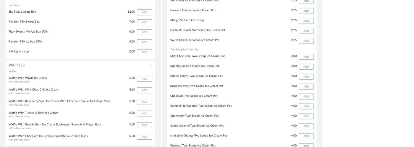 Sugar Shack Desserts Menu