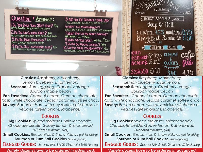 The Scone Lady Bakery Menu