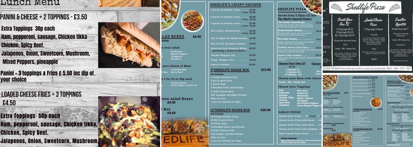 Shedlife Pizza Menu