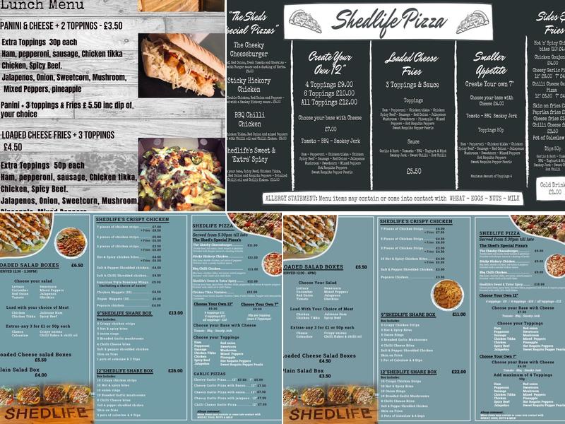 Shedlife Pizza Menu