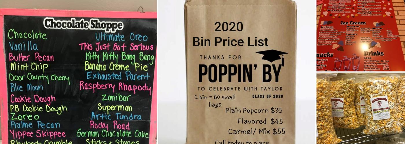 Craig's Popcorn Corner Menu
