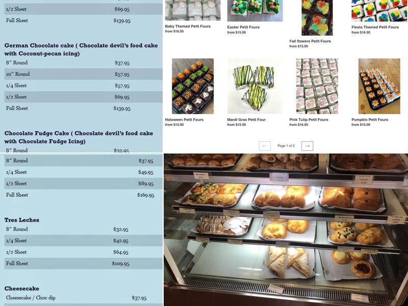 Memorial Bakery Menu
