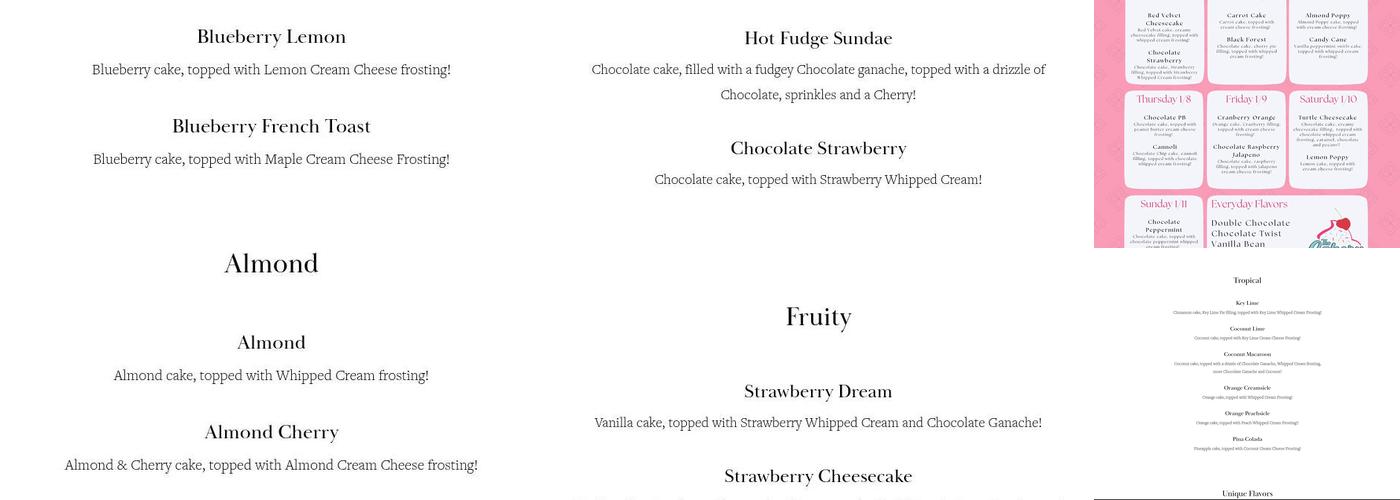The Cakery Menu