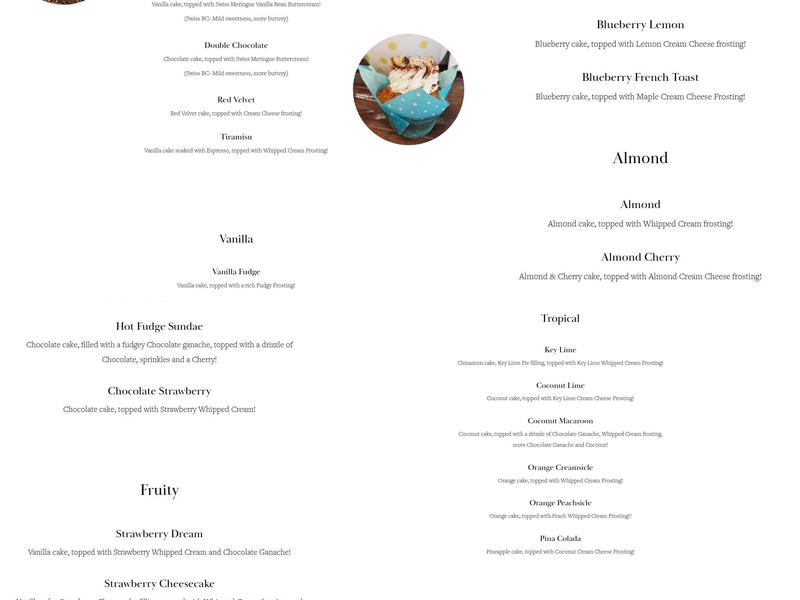 The Cakery Menu