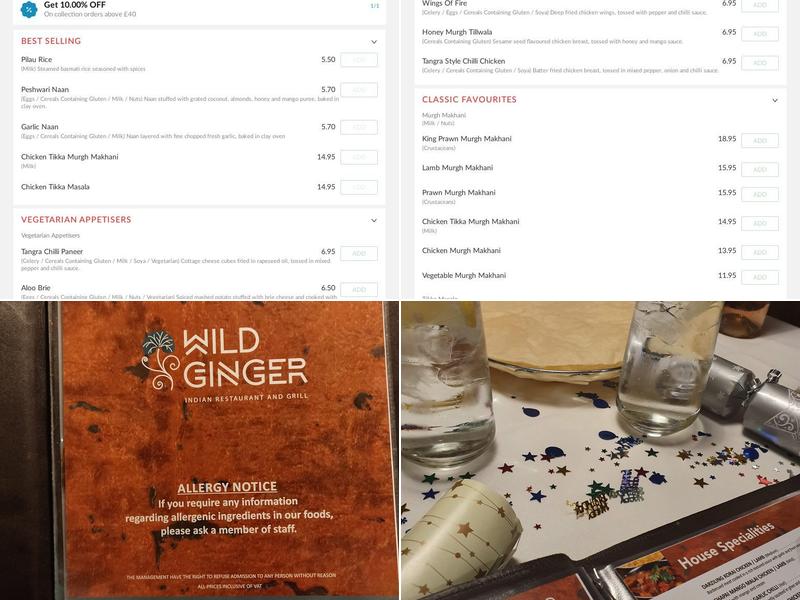 Wild Ginger Restaurant Menu