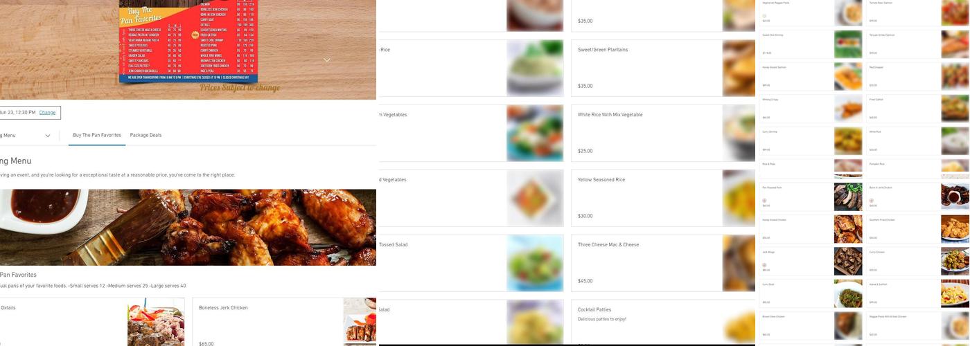 Jamaican Flavors Menu