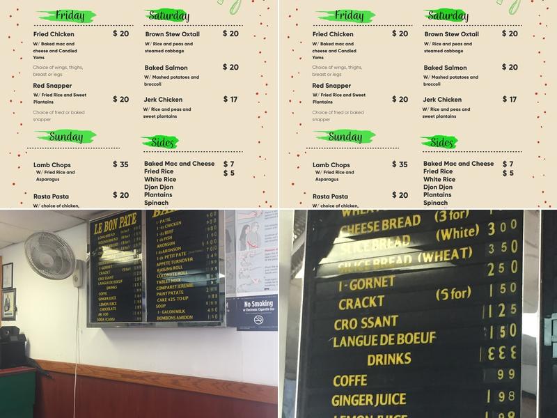 Le Bon Pate Bakery Halal Inc. Menu