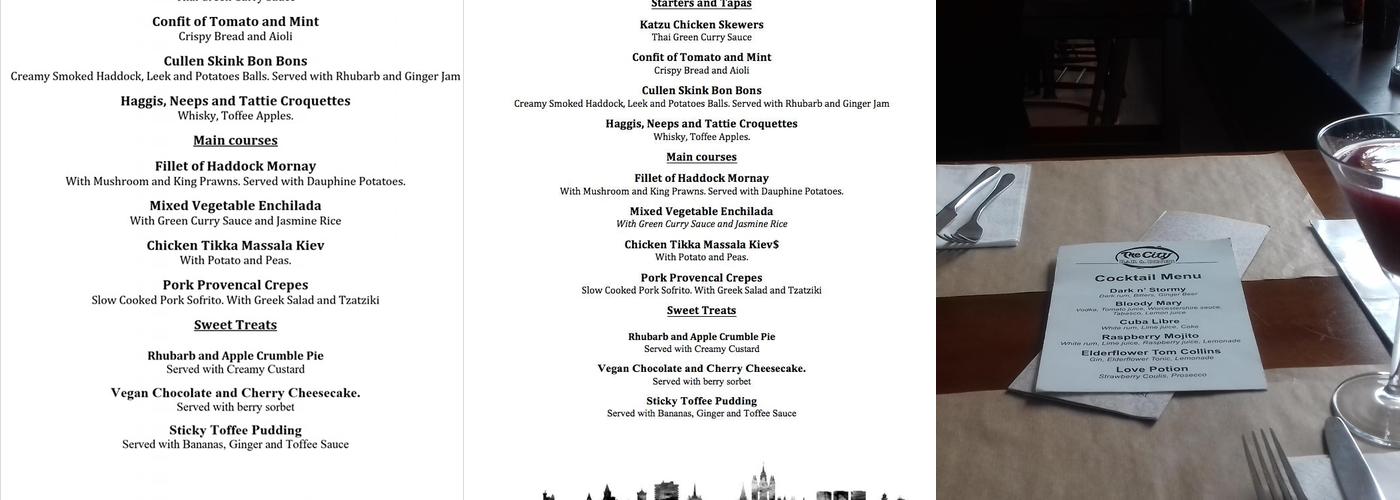 The City Bar and Diner Menu