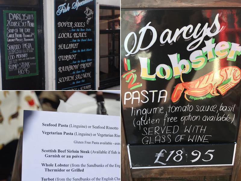 D'arcys Restaurant Menu
