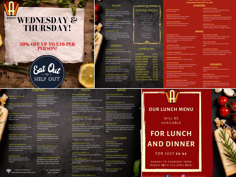 Aperitivo Italian Restaurant Aberdeen Menu