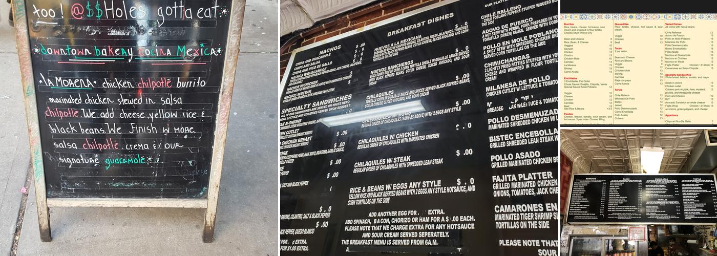 Downtown Burritos Menu
