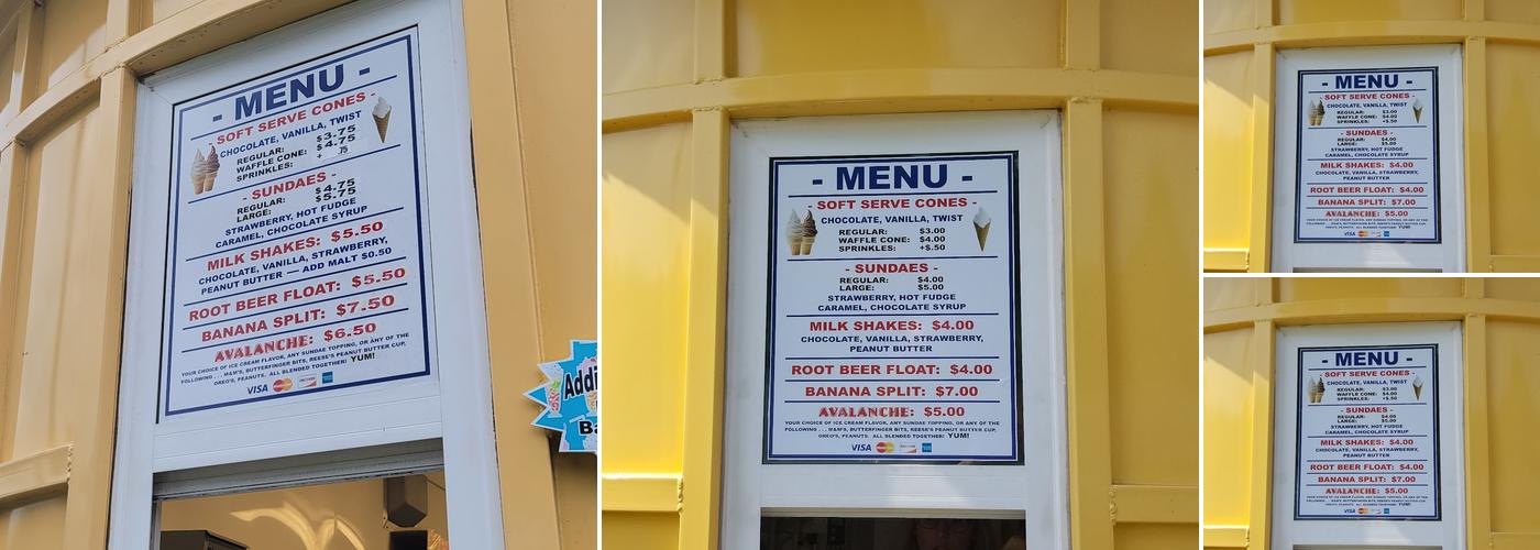 Fun Time Ice Cream Menu