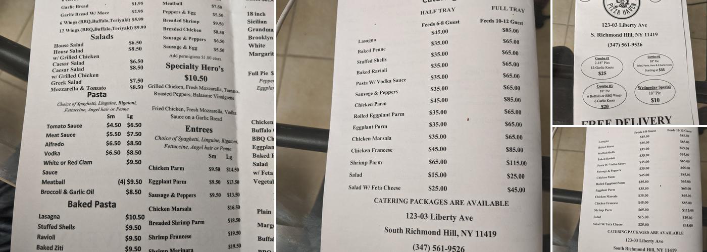 Tastewell Bakery & Pizzeria Menu