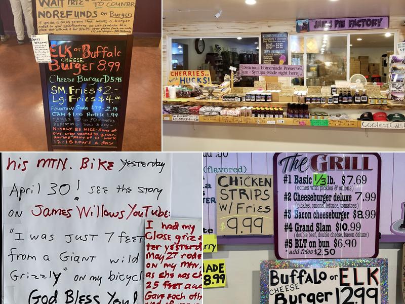 Willow's Huckleberry land Menu