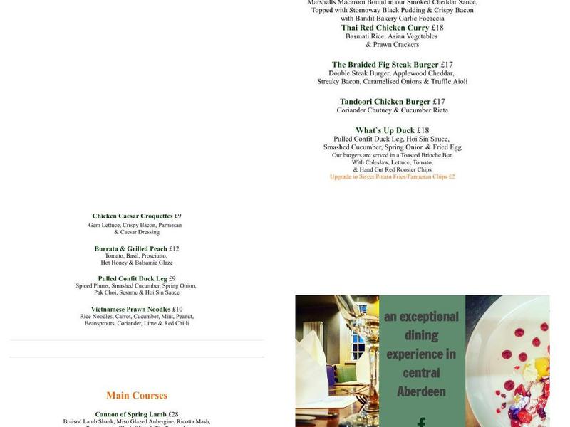 The Braided Fig Menu