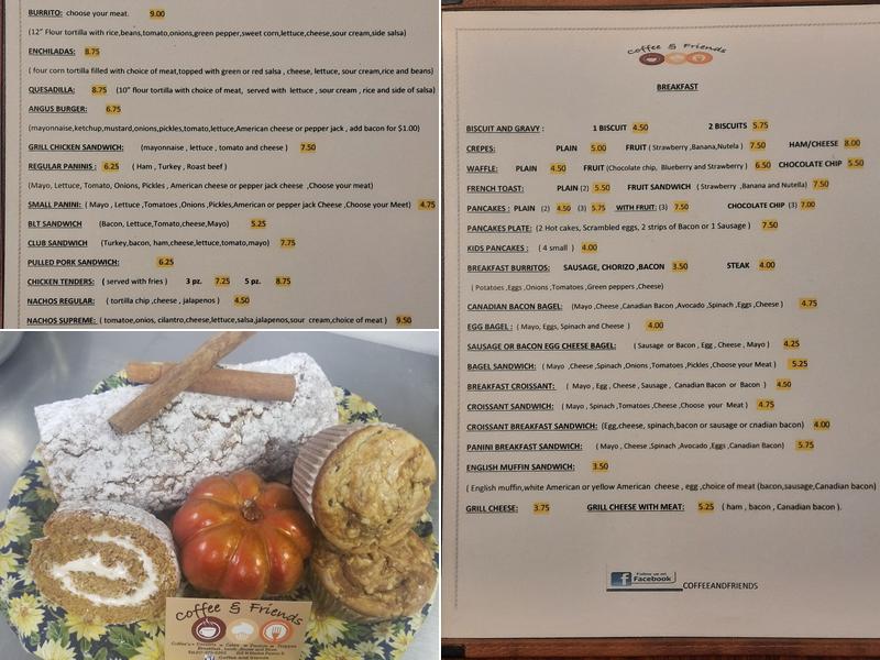 Coffee and Friends Menu