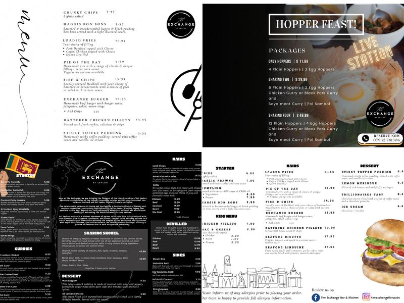 The Exchange by Lions Pubs & Restaurants Menu