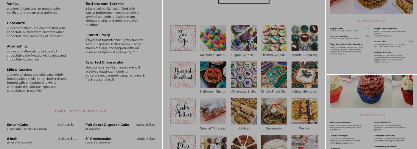 Pretty Tasty Cupcakes Menu