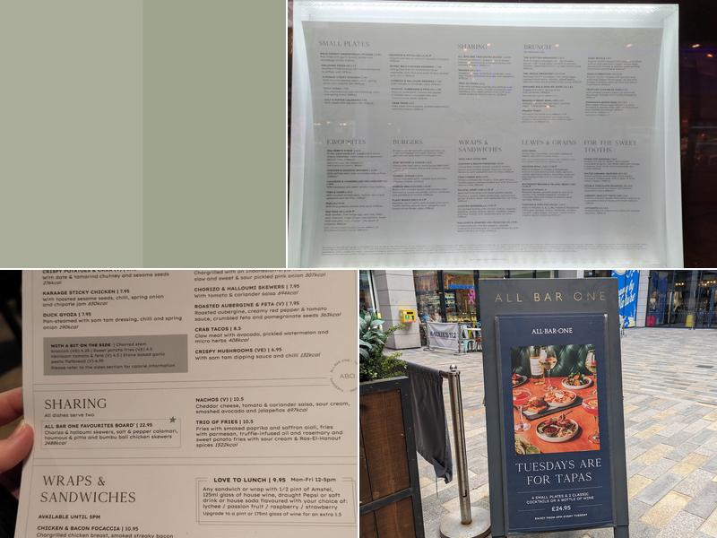 All Bar One Aberdeen Menu