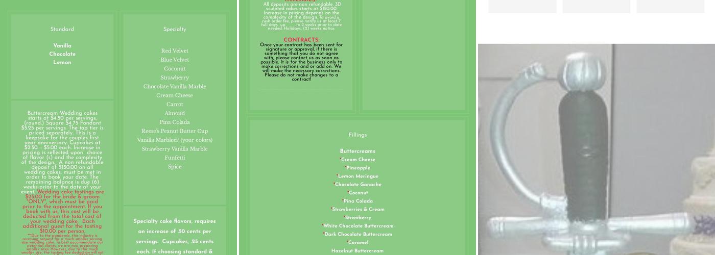 D&D Cake Designs Menu