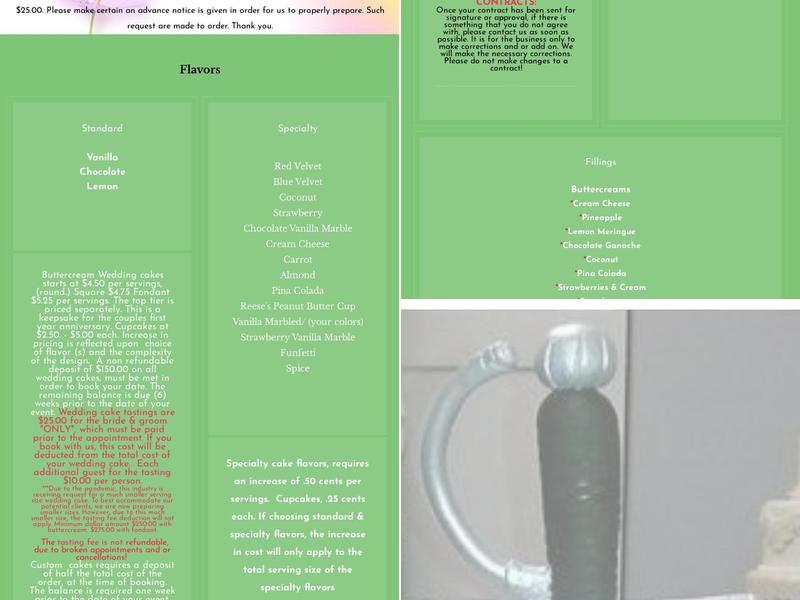 D&D Cake Designs Menu