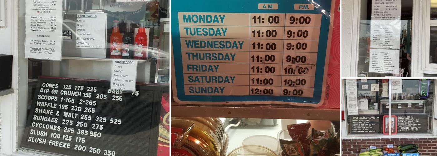 Frostee's Menu