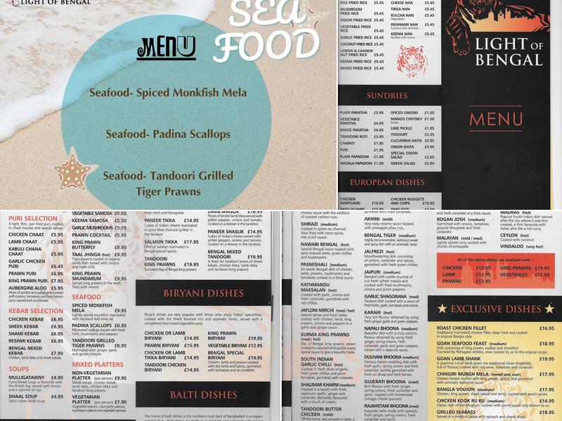 Light of Bengal Aberdeen Menu