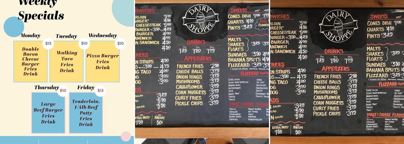 Dairy Shoppe Menu