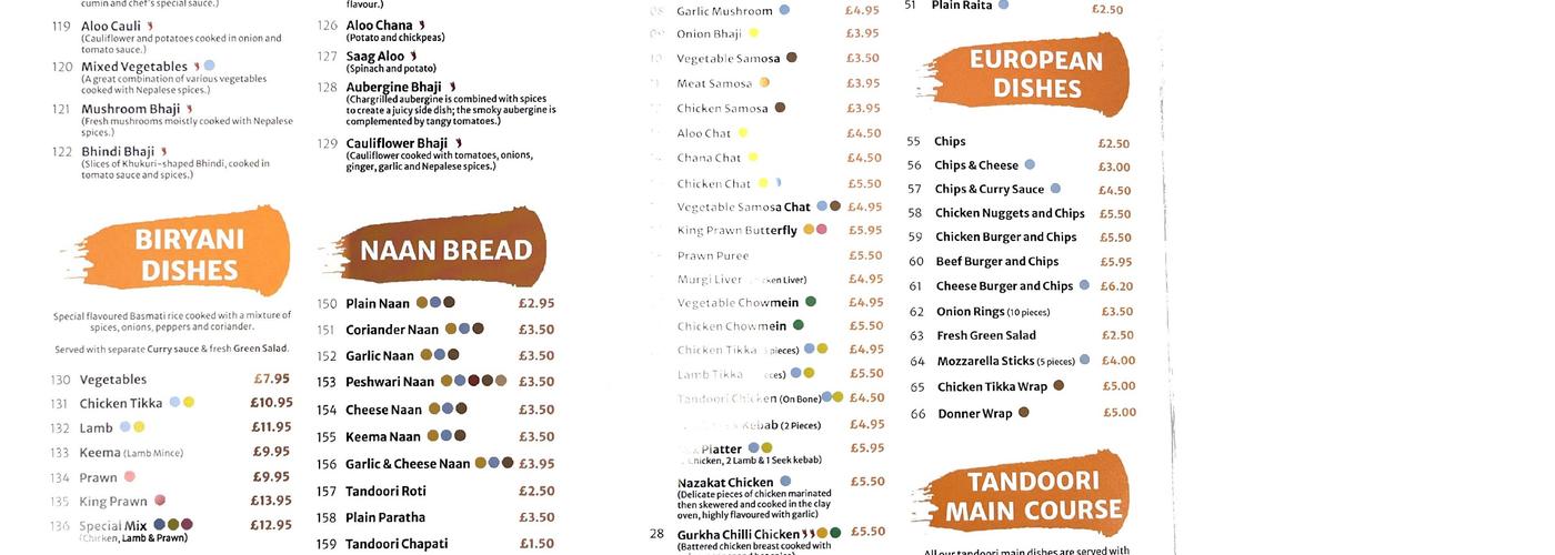 Gurkha Kitchen Takeaway Menu