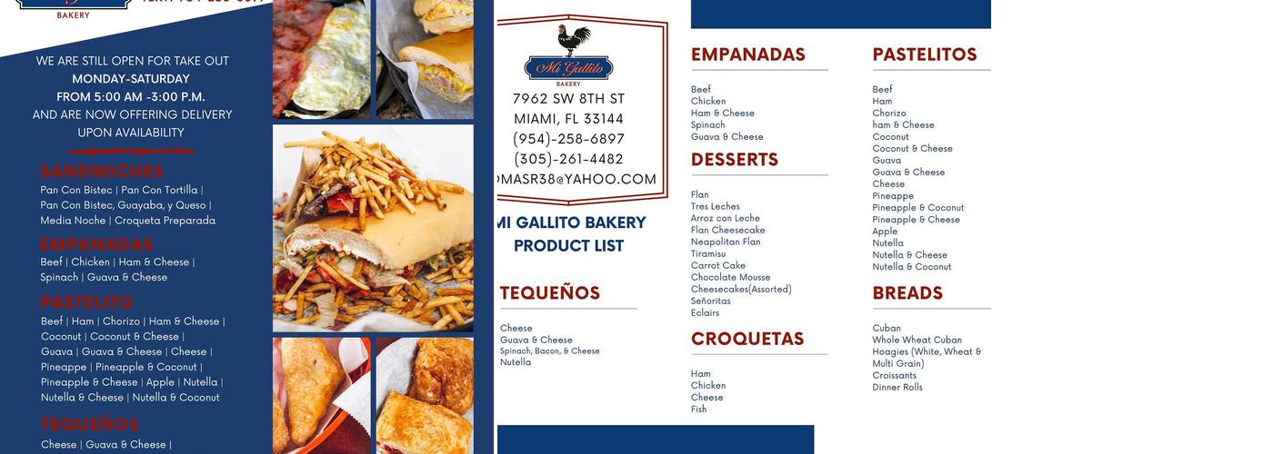 Mi Gallito Bakery Menu