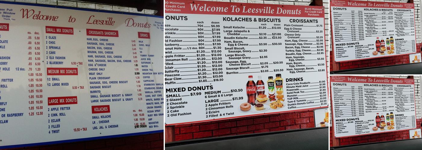 Leesville Donuts Menu