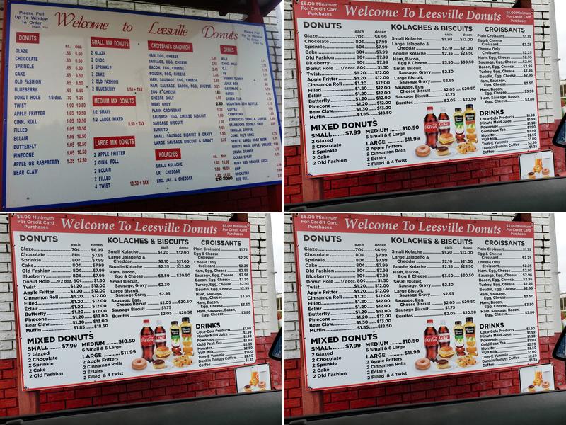 Leesville Donuts Menu